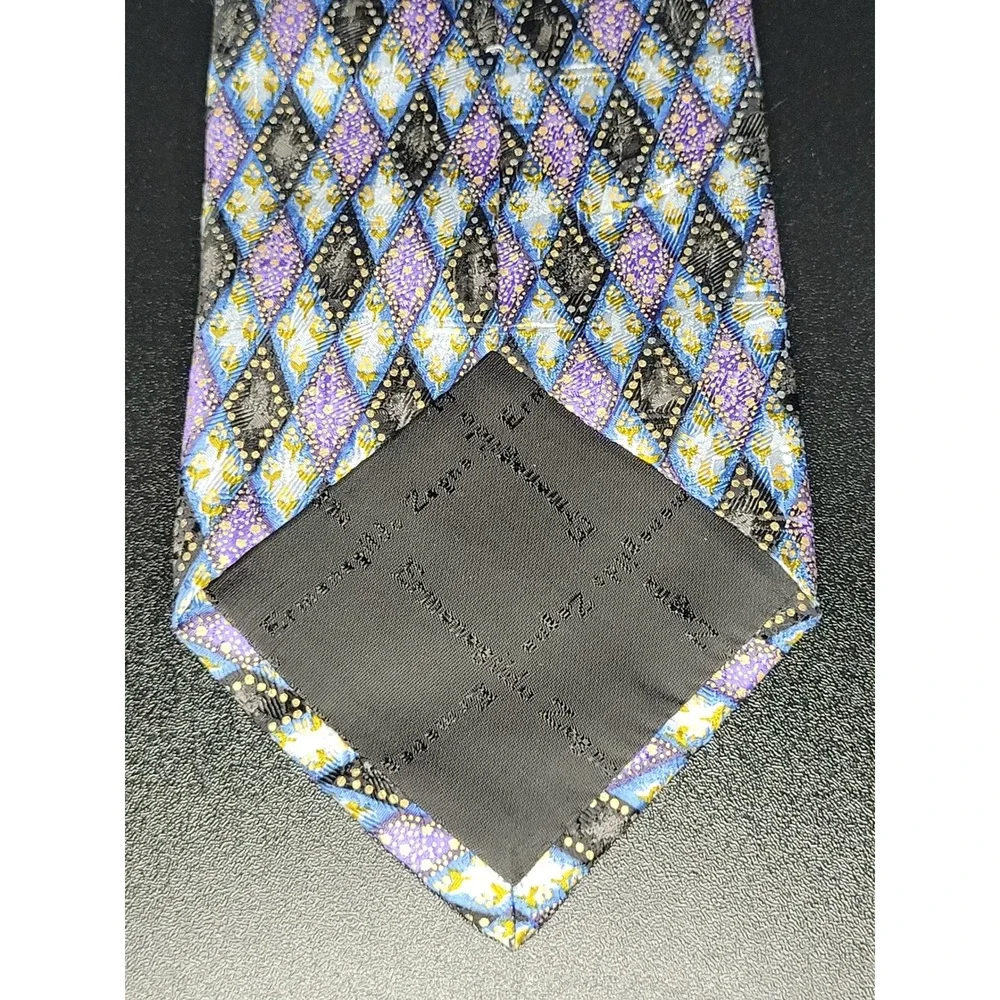 Ermenegildo Zegna Men's Necktie Blue Purple Diamond Silk 3.75